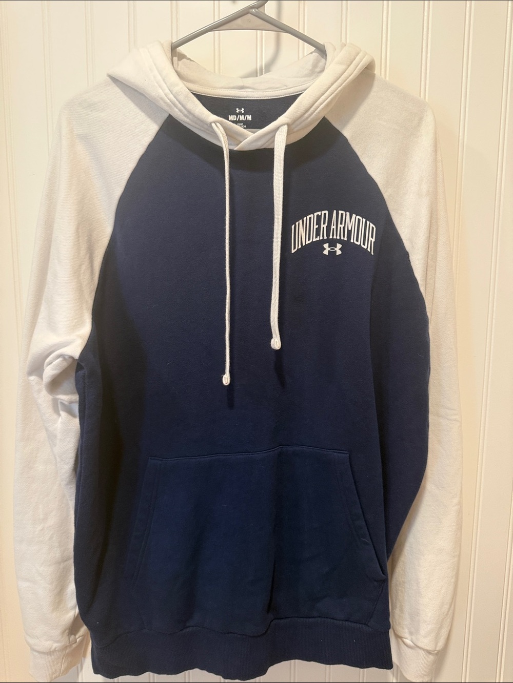 Under Armour Navy and White Raglan Pullover Hoodie